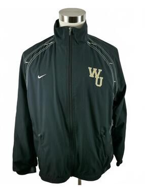 Nike Mens Mesh Lined Dri Fit LS Full Zip Black Coat Jacket L WU Logo